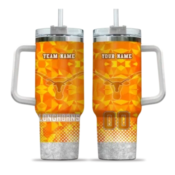 custom texas longhorns geometric prism orange curved tumbler best selling.webp