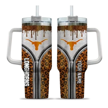 custom texas longhorns leopard zipper orange curved tumbler best selling.webp