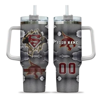 custom texas state bobcats superman shield maroon gray curved tumbler best selling.webp
