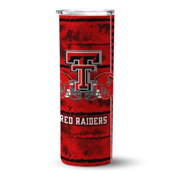 custom texas tech red raiders chevron patch red skinny tumbler best selling.webp