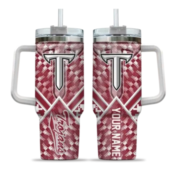 custom troy trojans chevron angle red curved tumbler best selling.webp
