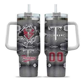 custom troy trojans superman shield red gray curved tumbler best selling.webp