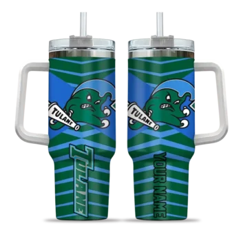 custom tulane green wave chevron layers green curved tumbler best selling.webp