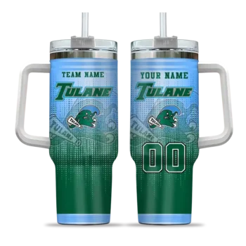 custom tulane green wave gradient dots green curved tumbler best selling.webp