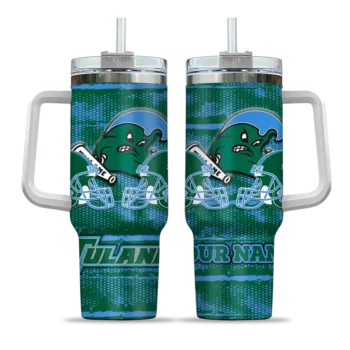 custom tulane green wave honey streaks green curved tumbler best selling.webp