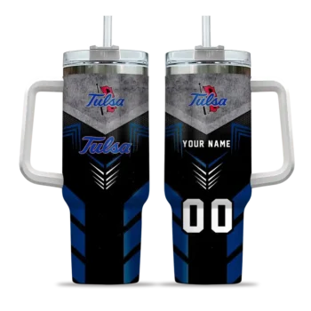 custom tulsa golden hurricane arrow armor blue black curved tumbler best selling.webp