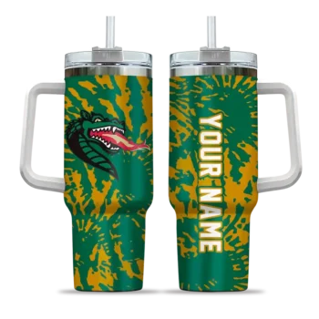 custom uab blazers burst swirl green curved tumbler best selling.webp