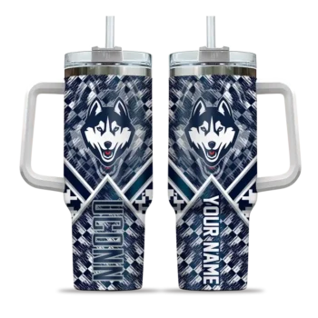 custom uconn huskies chevron angle blue curved tumbler best selling.webp