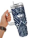 custom uconn huskies chevron angle blue curved tumbler best selling.webp
