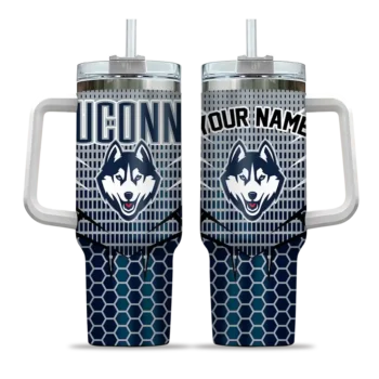 custom uconn huskies hex texture blue curved tumbler best selling.webp