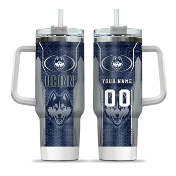 custom uconn huskies hexagon armor blue curved tumbler best selling.webp
