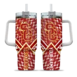 custom usc trojans chevron angle red curved tumbler best selling.webp