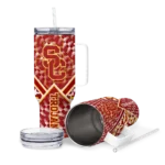 custom usc trojans chevron angle red curved tumbler best selling.webp