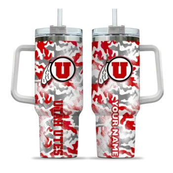 custom utah utes camo mashup red white curved tumbler best selling.webp