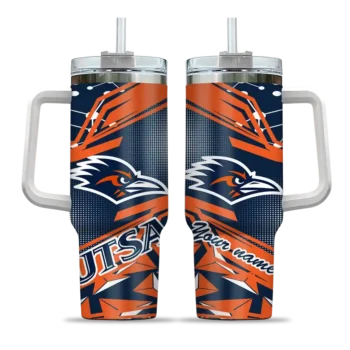 custom utsa roadrunners abstract paths orange curved tumbler best selling.webp