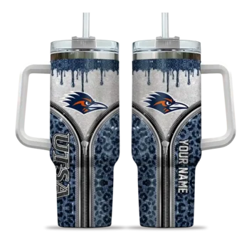 custom utsa roadrunners leopard zipper orange curved tumbler best selling.webp