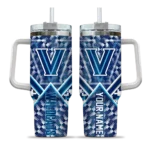 custom villanova wildcats chevron angle navy curved tumbler best selling.webp