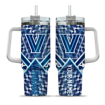 custom villanova wildcats chevron angle navy curved tumbler best selling.webp