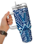 custom villanova wildcats chevron angle navy curved tumbler best selling.webp