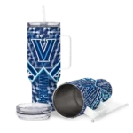 custom villanova wildcats chevron angle navy curved tumbler best selling.webp