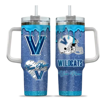 custom villanova wildcats heart helmet motif navy curved tumbler best selling.webp