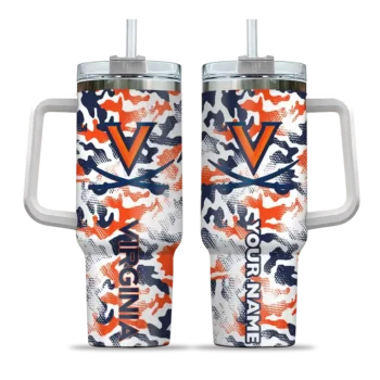 custom virginia cavaliers camo mashup blue white curved tumbler best selling.webp
