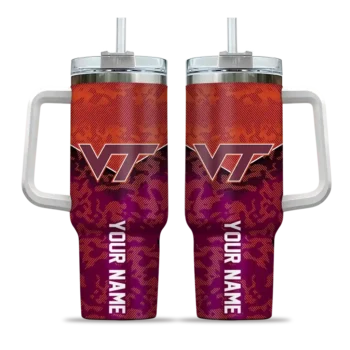 custom virginia tech hokies chevron stripe maroon curved tumbler best selling.webp