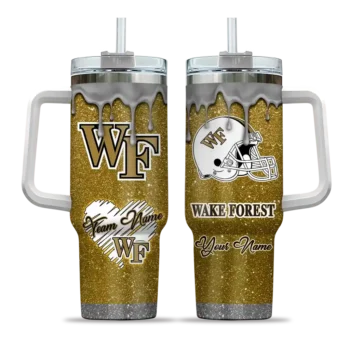 custom wake forest demon deacons heart helmet motif gold curved tumbler best selling.webp