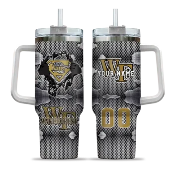 custom wake forest demon deacons superman shield gold gray curved tumbler best selling.webp