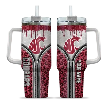 custom washington state cougars leopard zipper crimson curved tumbler best selling.webp
