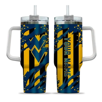 custom west virginia mountaineers claw cut blue black curved tumbler best selling.webp