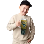 custom west virginia mountaineers hex texture blue curved tumbler best selling.webp