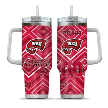 custom western kentucky hilltoppers bold diamonds red curved tumbler best selling.webp
