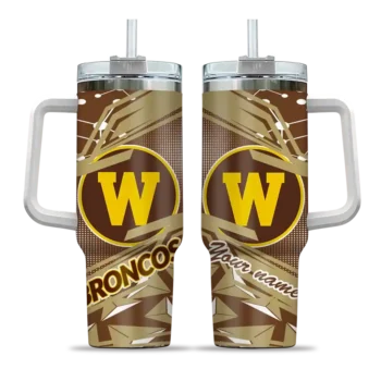 custom western michigan broncos abstract paths brown curved tumbler best selling.webp