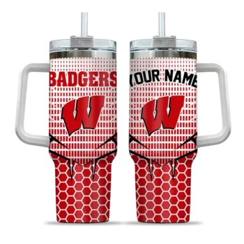 custom wisconsin badgers hex texture red curved tumbler best selling.webp
