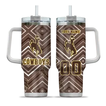 custom wyoming cowboys bold diamonds brown curved tumbler best selling.webp