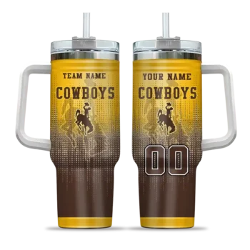 custom wyoming cowboys gradient dots brown curved tumbler best selling.webp