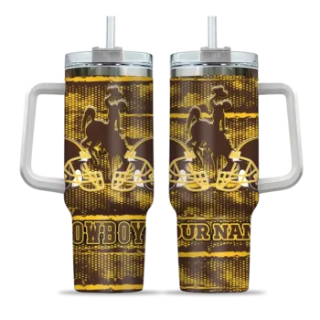 custom wyoming cowboys honey streaks brown curved tumbler best selling.webp
