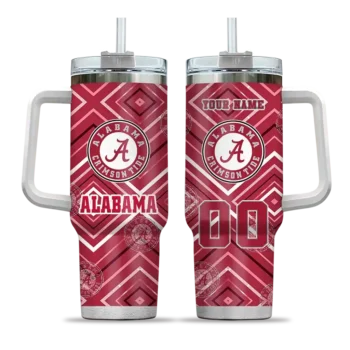 customized alabama crimson tide bold diamonds crimson curved tumbler best selling.webp