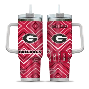 customized georgia bulldogs bold diamonds red curved tumbler best selling.webp