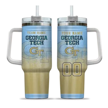 customized georgia tech yellow jackets gradient dots gold curved tumbler best selling.webp