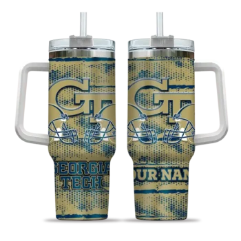 customized georgia tech yellow jackets honey streaks gold curved tumbler best selling.webp