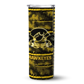 customized iowa hawkeyes chevron patch black skinny tumbler best selling.webp