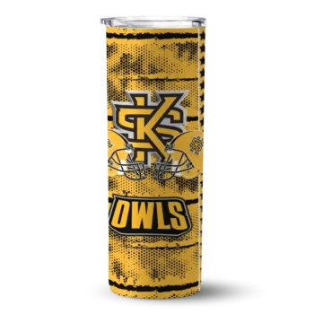 customized kennesaw state owls chevron patch gold skinny tumbler best selling.webp