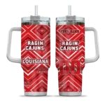 customized louisiana ragin cajuns bold diamonds red curved tumbler best selling.webp