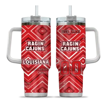 customized louisiana ragin cajuns bold diamonds red curved tumbler best selling.webp