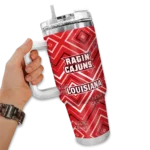 customized louisiana ragin cajuns bold diamonds red curved tumbler best selling.webp