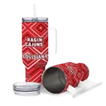 customized louisiana ragin cajuns bold diamonds red curved tumbler best selling.webp