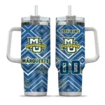 customized marquette golden eagles bold diamonds blue curved tumbler best selling.webp