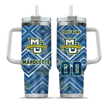 customized marquette golden eagles bold diamonds blue curved tumbler best selling.webp